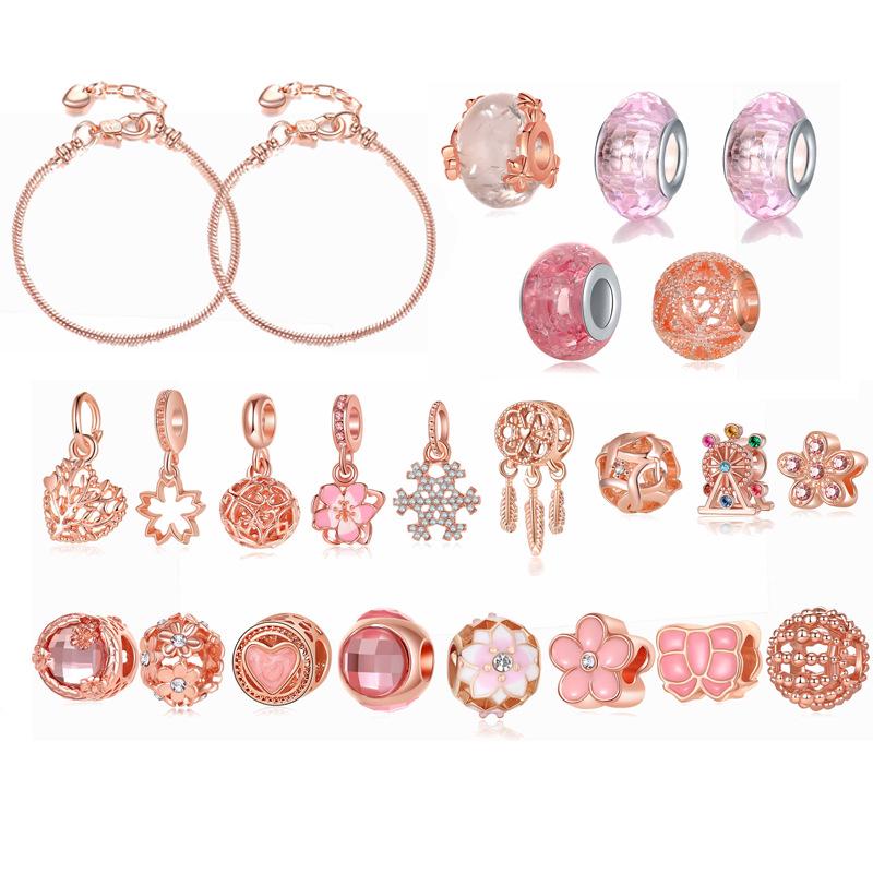Rose Gold Christmas Bracelet & Bead Necklace DIY Kit for Kids
