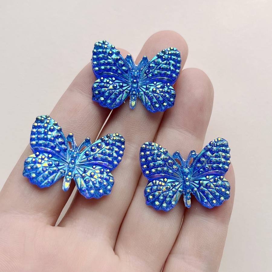 New 30*23mm  AB color Resin Butterfly Rhinestone diy hair accessories Flat back Scrapbook Flat back wedding decoration 10pcs/lot