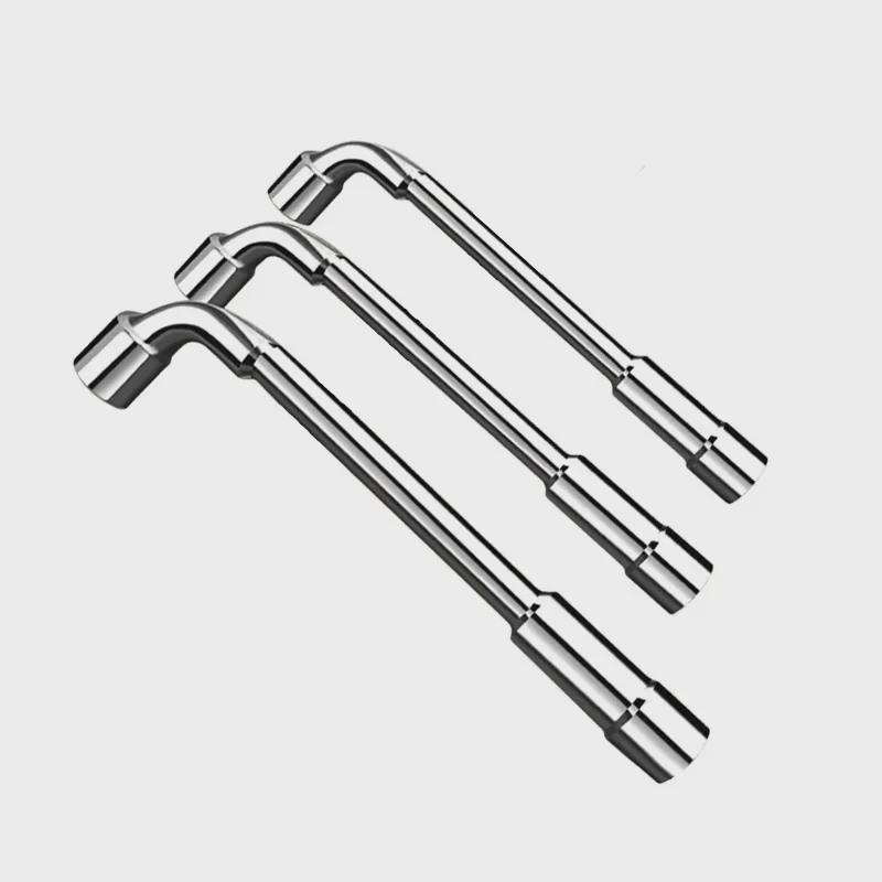 L-Shaped Hexagonal Double-Ended Socket Wrench with Perforated Elbow Design