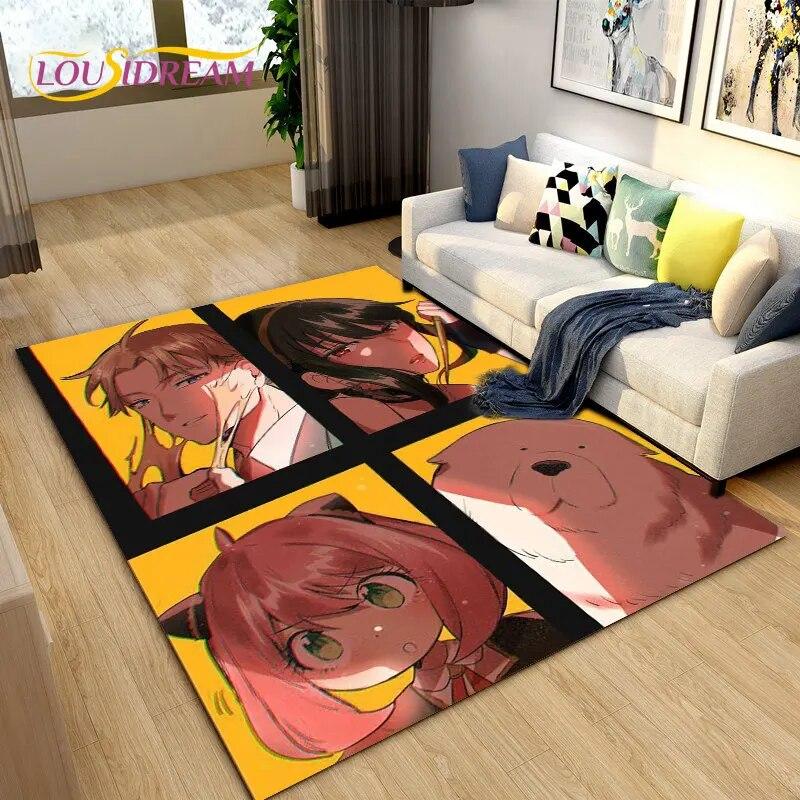 SPY×FAMILY Tapete de área de desenho animado japonês, tapete para sala de estar, quarto, sofá, capacho decorativo, tapete antiderrapante para crianças