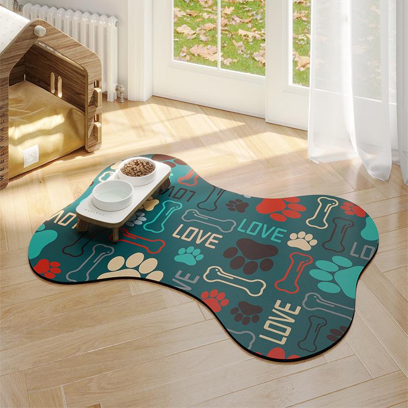 1pc Bone-Shaped Quick-Dry Pet Feeding Mat with Non-Slip Rubber Backing - Stain-Resistant Diatom Mud Dog & Cat Bowl Placemat
