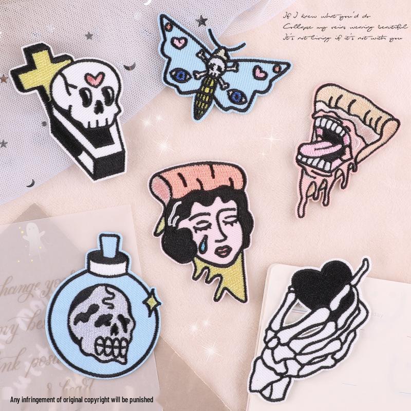 Custom Skull Ghost Butterfly Embroidered Cloth Patch for DIY Clothing