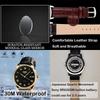 SKMEI Men's Business Wristwatch Waterproof Leather Belt Quartz Analog Casual Simple Date Day Lightweight Classic Gift for Father's Day