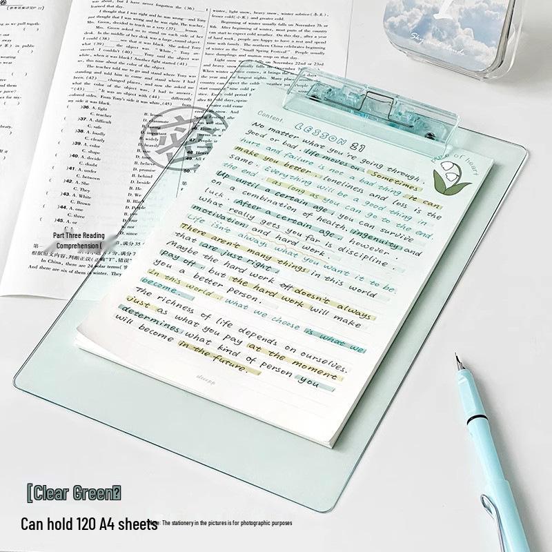 A4 Transparent PET Clipboard & Document Organizer очистить зеленый