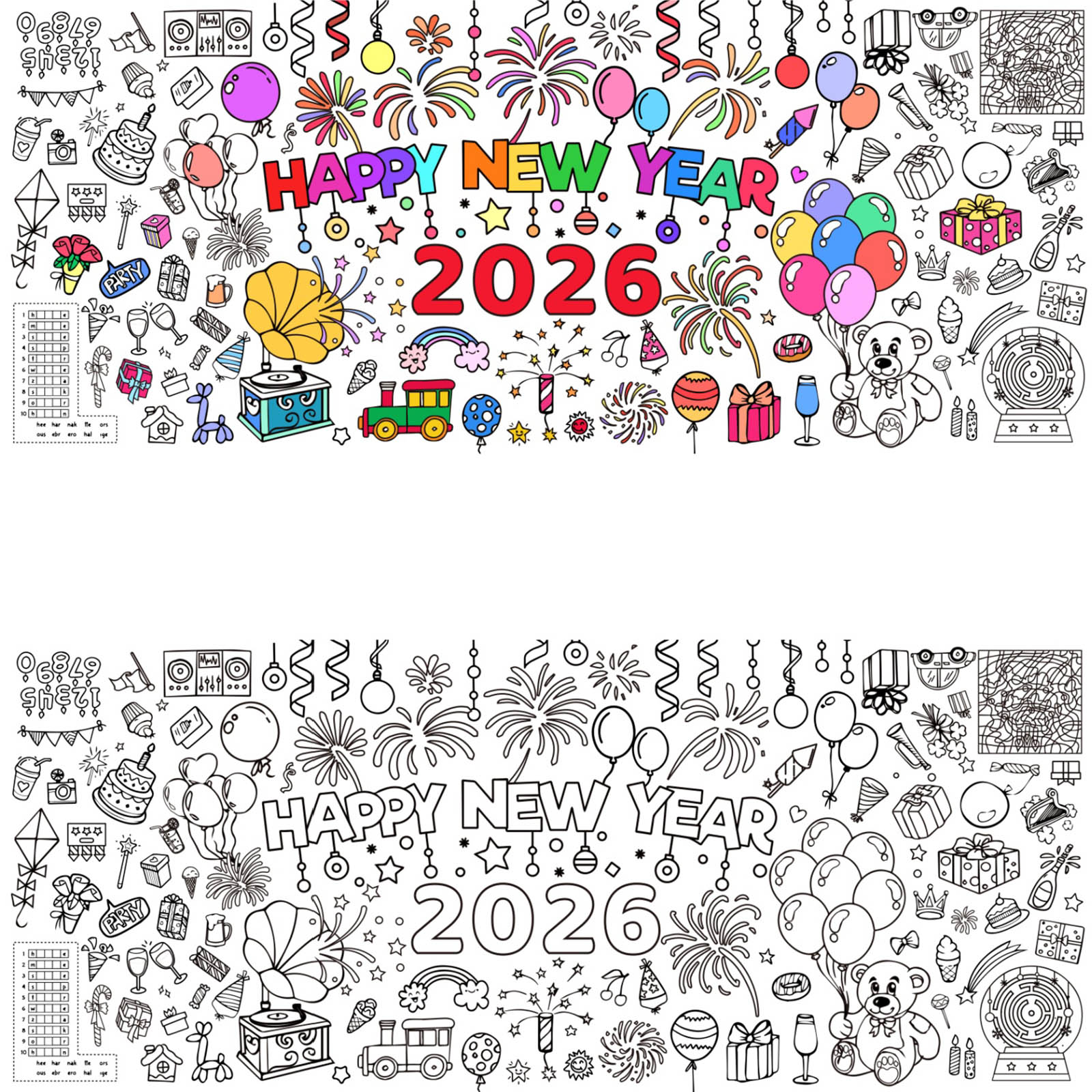 

Раскраска-плакат 30 X 72 дюйма Бумажная раскраска-скатерть для детей Большой плакат для раскрашивания для детей Домашняя вечеринка One Size