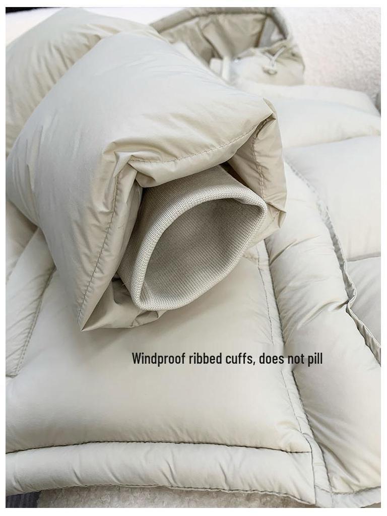 95% Weiße Entendaunen Damen Kurze Winter Kapuzenjacke 2025 - Leichter Luxus Petite Puffmantel