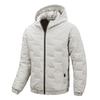 Men's Casual Solid-color Embossed Textured Thick Cotton Jacket, Men's Cotton-padded Warm Hooded Long-sleeved Coat