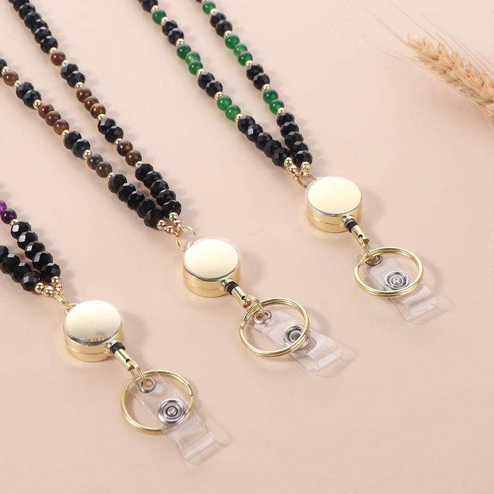 Fashion Women's Lanyard Necklace Natural Key Lanyard Badge Card Holder  Card Protector