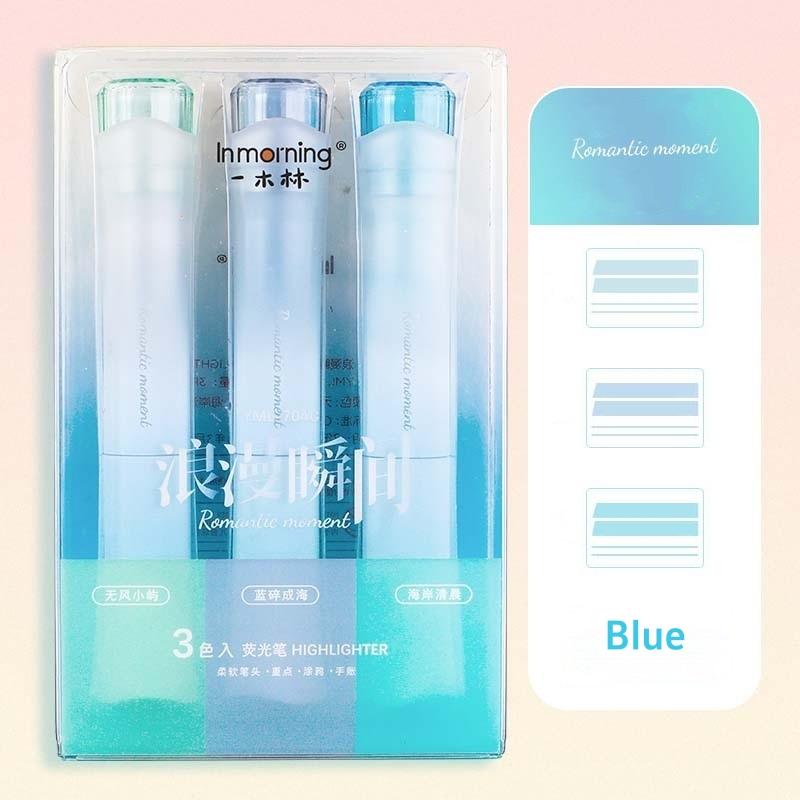 

3 шт., набор ручек-хайлайтеров «Романтический момент», миниатюрная талия, кончик кисти, художественный маркер, лайнер для рисования, живописи, школы