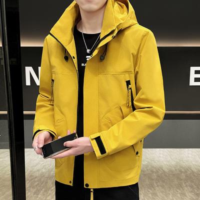 Spring and Autumn Jacket Men's Trend Hooded Jacket Fashion Casual Thin Outdoor Windproof Trendy Brand Top Jacket