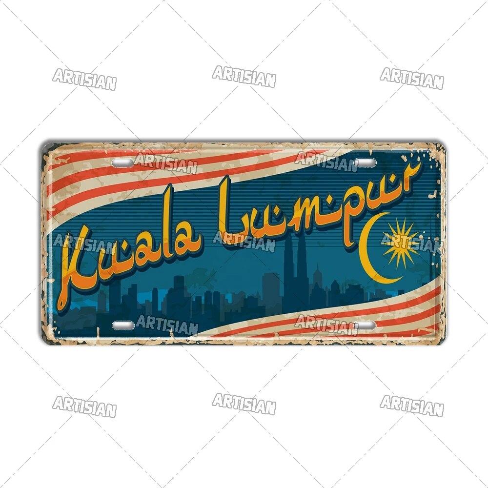 Artisian PHILIPPINES Malaysian License Plate City Metal Sign Landmark Decorative Vehicle Plate Wall Decor Garage Bar Pub Club