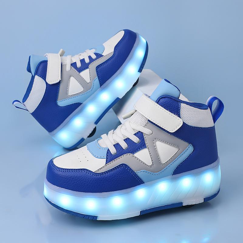 Scarpe da Ginnastica Luminose a 4 Ruote per Bambini Scarpe con Ruote a Pattino a LED Scarpe LED per Bambini Ragazzi Ragazze Ricarica USB Regali Nuove Fresche