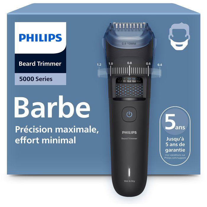 Precision Beard Trimmer - PHILIPS - Series 5000 BT5780/15 - 1h40 Battery Life - Cordless - Black