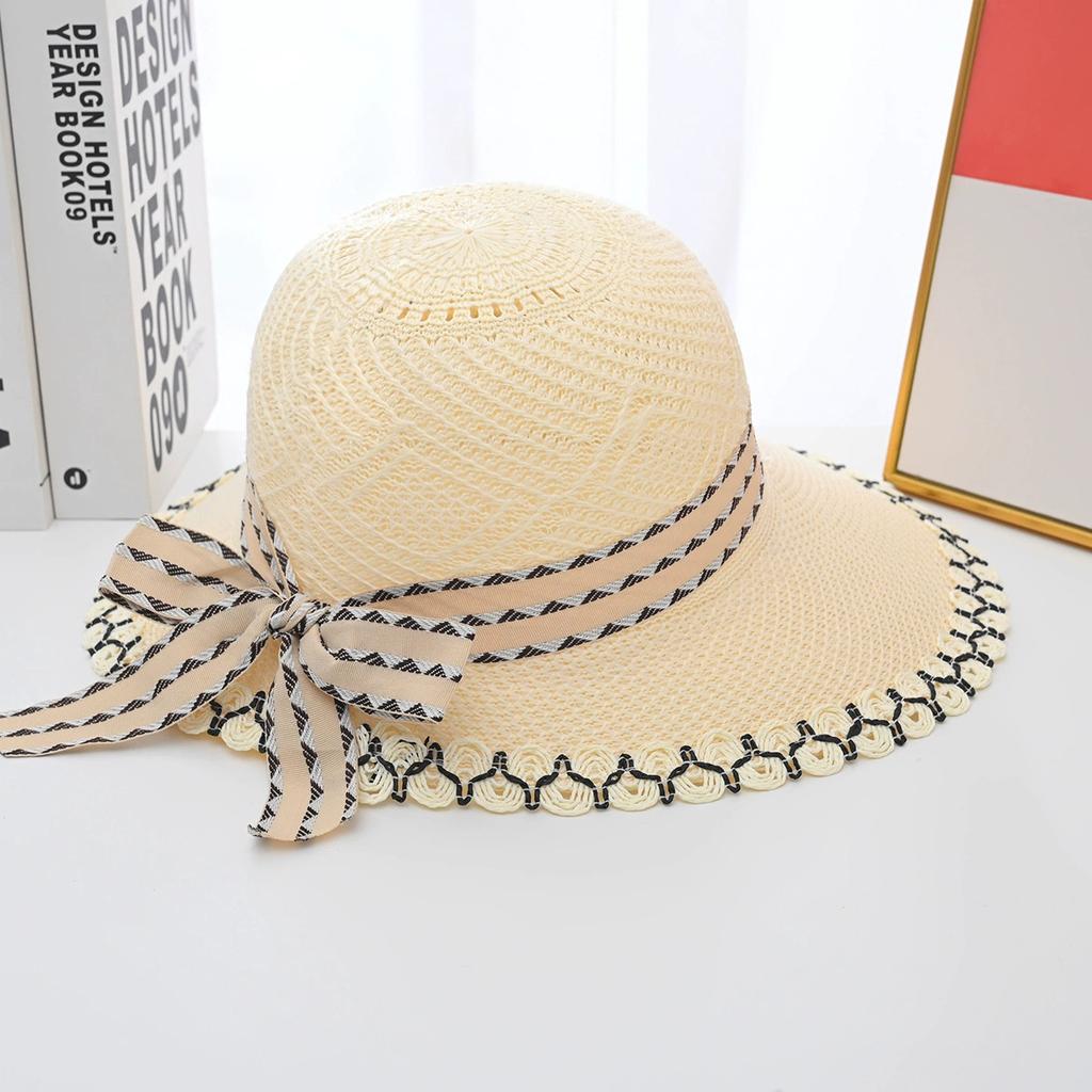 Women's Summer New Large Brimmed Lace Straw Hat Fashionable and Versatile Sunscreen Duck Tongue Sun Hat