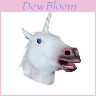 Halloween Unicorn Horse Head Mask Latex Costume For Scary Parties