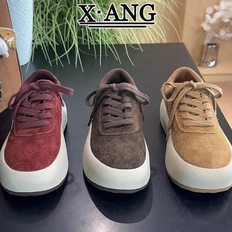 Cowhide Version Board Shoes Women's Retro Versatile Platform Autumn and Winter New Casual Sports Shoes Children