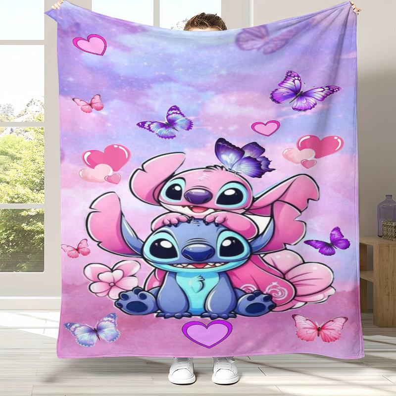 

Kawaii S-Stitch Cartoon Flannel Blanket,Ultra Soft Warm Plush Throw for Home Bedroom Bed Sofa Cover Camping Picnic gift kids 75x90cm