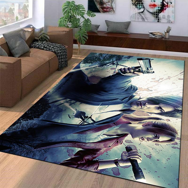 Resident Evil character promotional image printed flannel carpet, non-slip, suitable for bedroom, living room, and children's room decoration