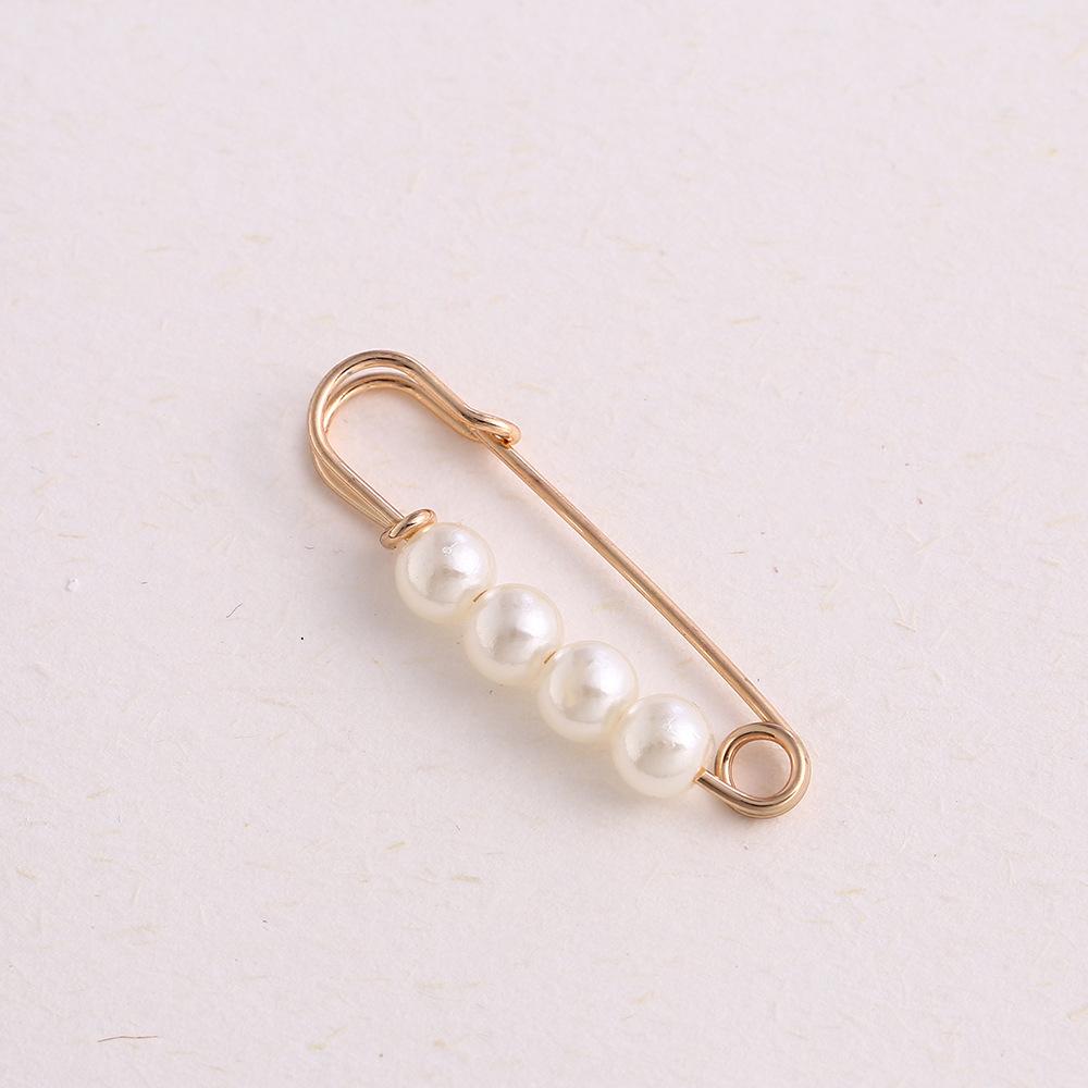 Women New Cute Imitation Pearl Rhinestone Brooch Anti-lighting Skirt Waist Pin Fashion Jewelry Accessories Gifts