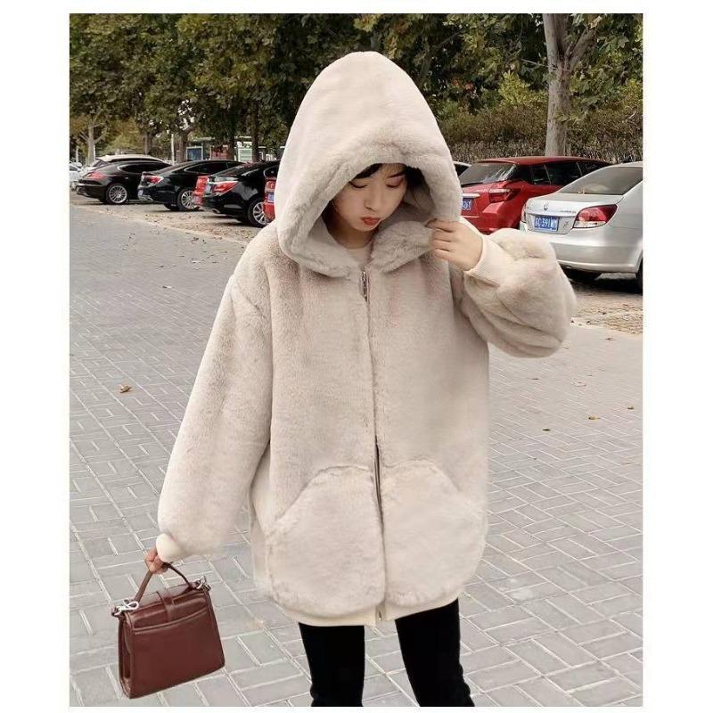 

Новое пальто из искусственного меха ягненка средней длины с капюшоном, утолщенное, из искусственного меха норки, женское зимнее XS