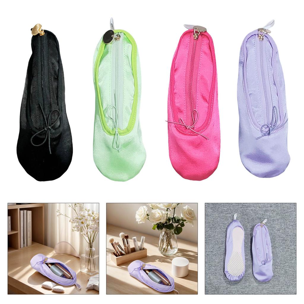 Ballet Shoe Makeup Bag and Pencil Case Fabric Texture Suitable for Students and Dance Lovers with Large Capacity Storage