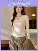 Cotton Long Sleeve T Shirt For Women With Ruffle Details And Round Neck For Office Wear