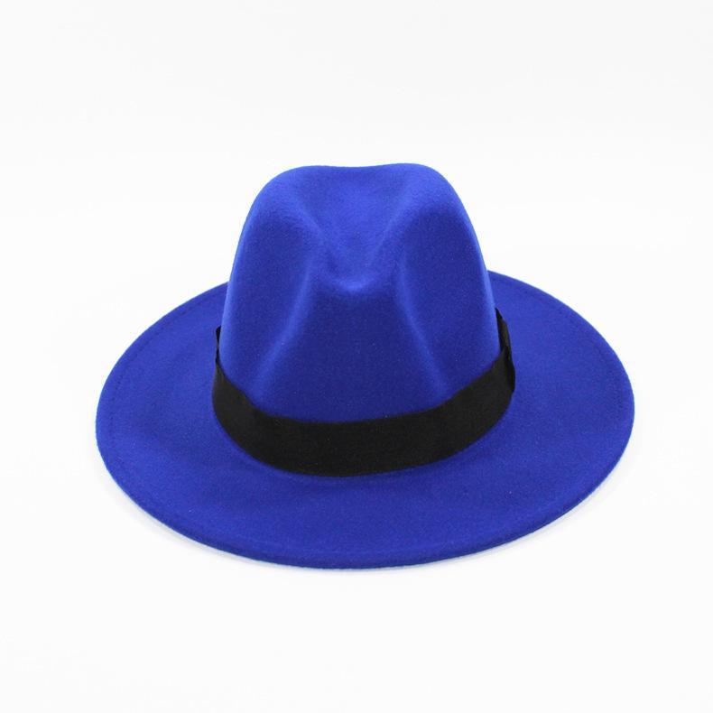 Unisex European & American Retro Wool Felt Jazz Hat with Wide Brim