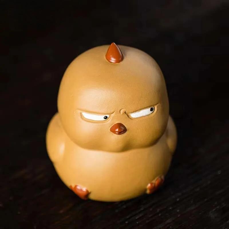 Yixing Zisha Little Bird Yellow Duck Tea Pet Retro Exquisite Miniatures Tea Figurine Statue Tea Ceremony Items Ornaments