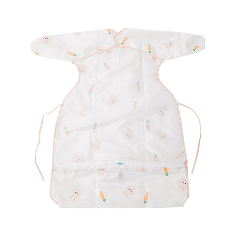 Atti Rabbit Self Feeding Waterproof Baby Bib Long Sleeve Zipper Type All In One High Chair Cover