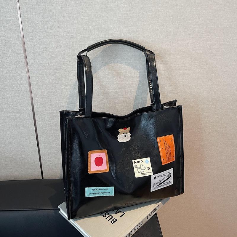 New Backpack Fashionable Versatile Large-capacity Tote Bag Female Cute Cartoon Sticker Shoulder Bag