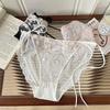 Blooming Mist French Lace Tie-Up Panties: Side Lace-Up, Breathable Cotton Crotch, Triangle Briefs