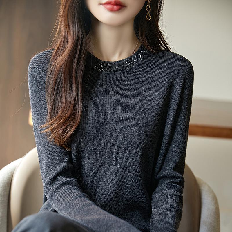 

Шикарный женский трикотажный свитер с круглым вырезом - Тонкая смесовая пряжа для весны и осени M (suitable for 90-110 jin)