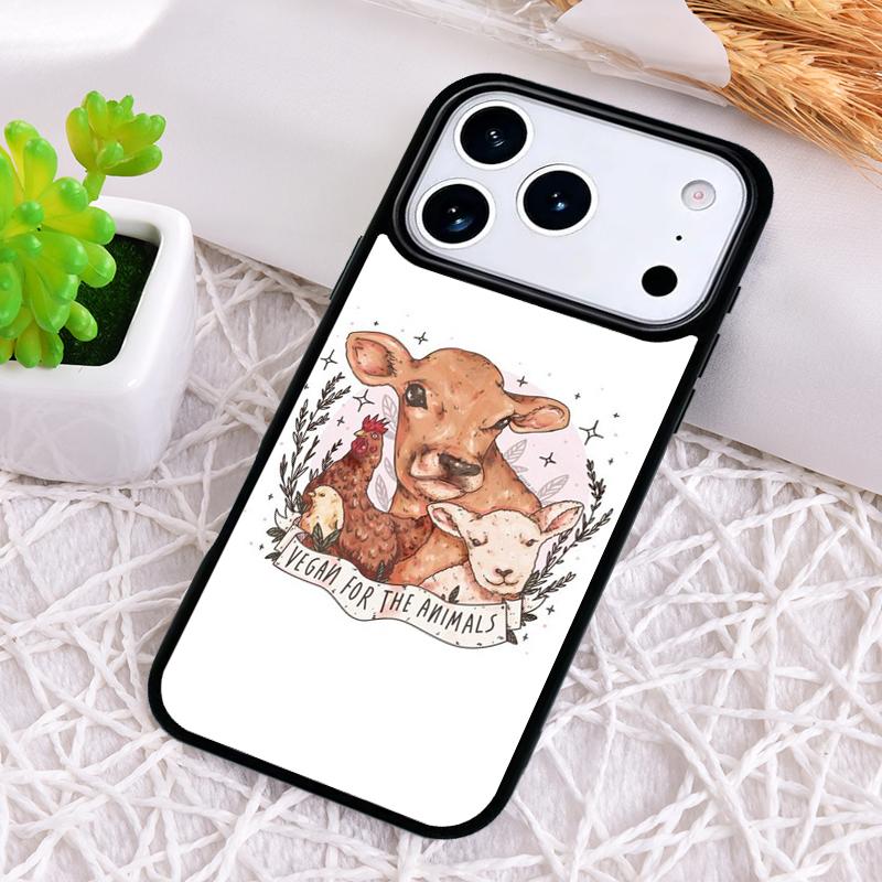 Vegan Love Animal Shockproof Phone Case for iPhone 17 Air 16e 15 11 12 14 13 Pro Max Cover Coque