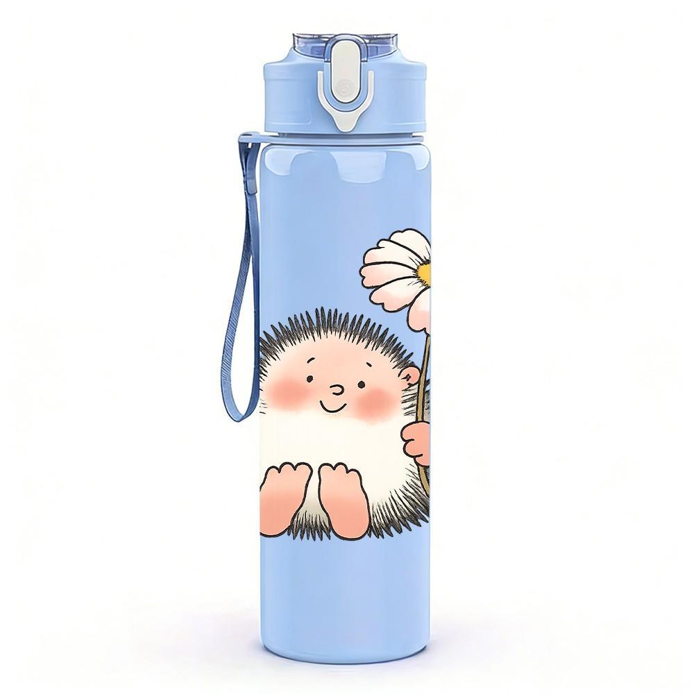1PC Daisy Bee Hedgehog 750ml Color Plastic Sports Water Bottle Leakproof Flip Straw Lid Suitable for Sports Office Home Use