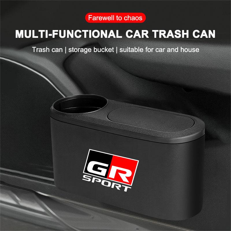 Hanging Car Trash Can Auto Emblem Garbage Box Accessories for Toyota Trd Corolla Yaris Aygo Prius CHR Camry Auris Avensis Land