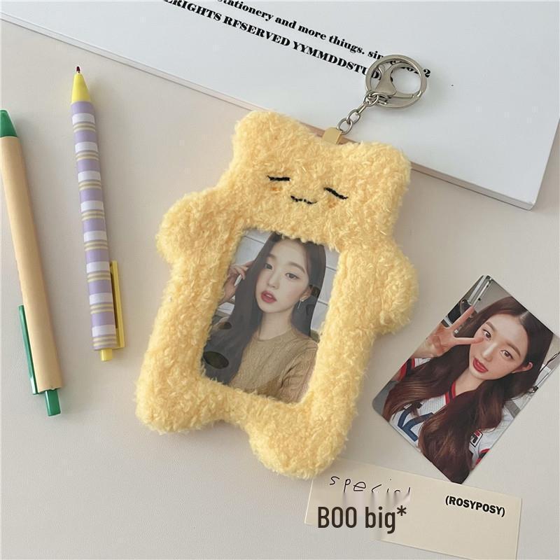 Korean Cartoon Cat Plush Card Holder: Starry Album Pendant for Student Polaroid Photos