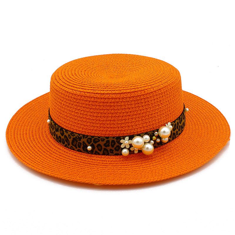Hot Sale Straw Top Hat Fashion Pearl Accessories Panama Shade Straw Hat Women's Summer Big Eaves Beach Hat