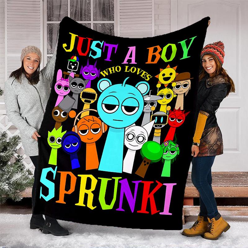 1pc SPRUNKI2 Theme Blanket - Digital Print, Polyester, Cozy for All Seasons, Perfect for Outdoor, Camping, and Travel