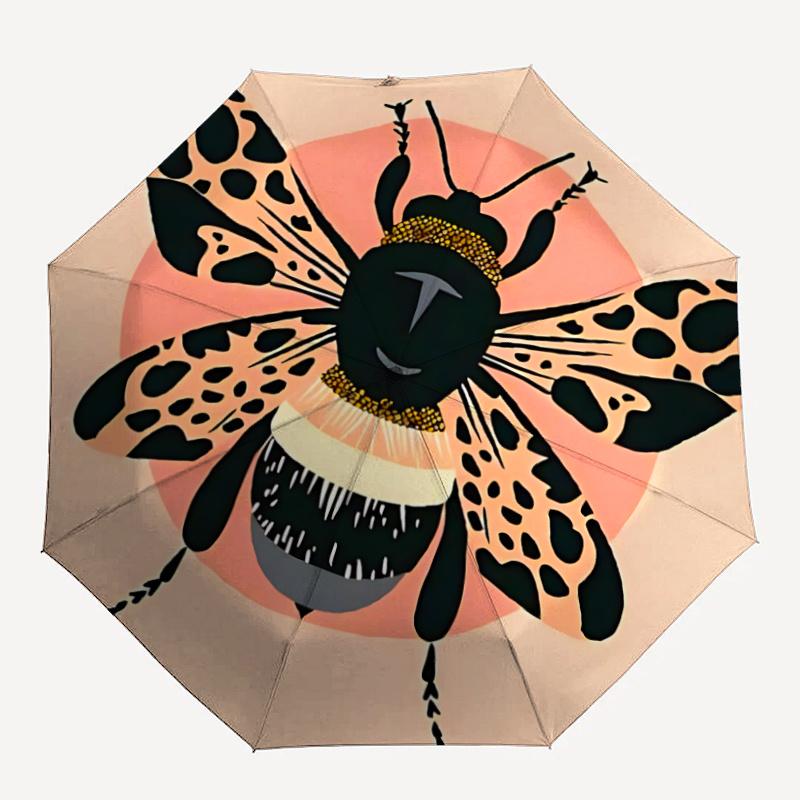 

1pc Bee Artwork Automatic Open/close Umbrella, 8-Rib sturdy structure, Portable Travel Umbrella, Parties, Everyday Usel062