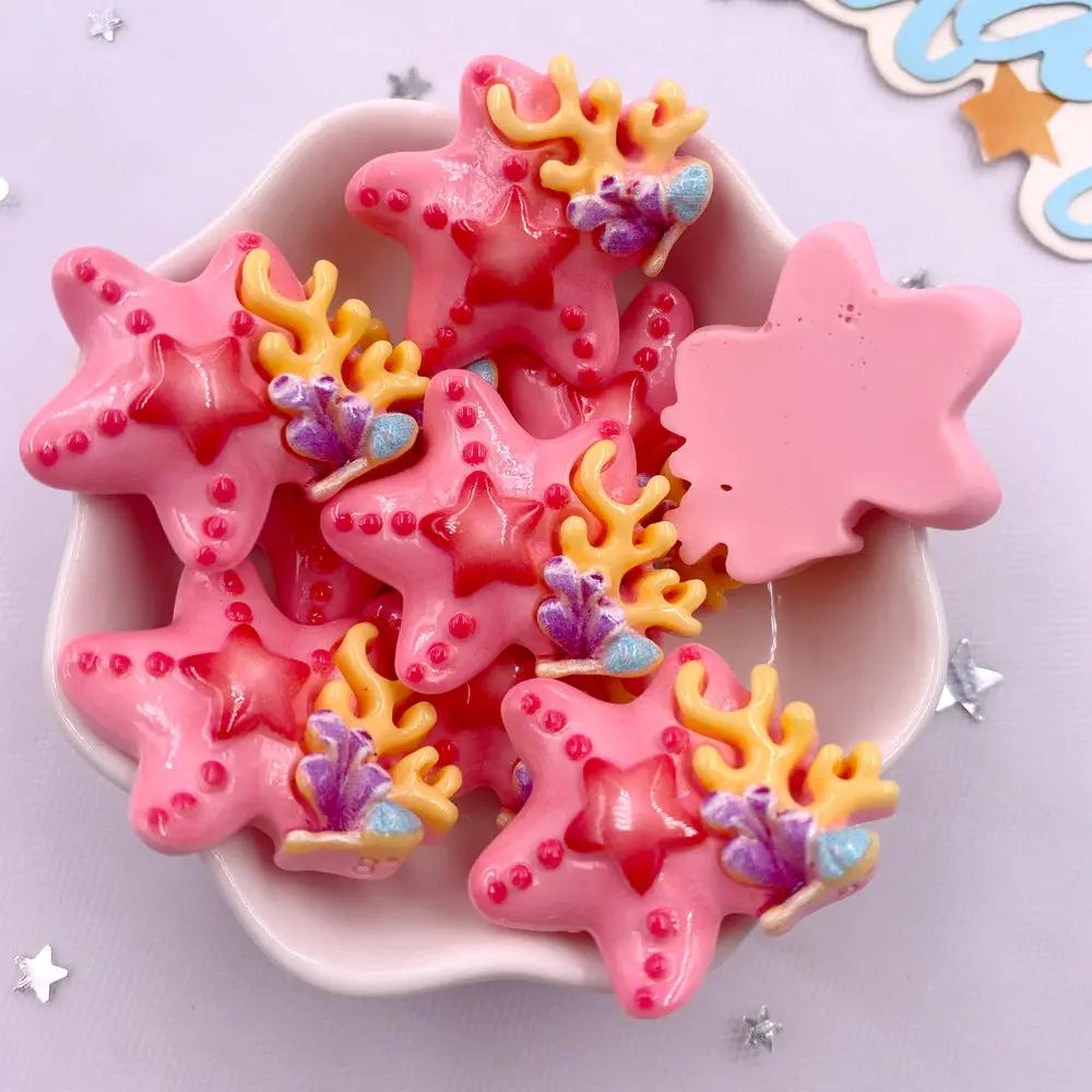 6ks Barevná pryskyřice Perlová mušle Hvězdice Mořské řasy Láhev na přání Truhla s pokladem 3D figurky Plochá záda Scrapbook DIY šperky