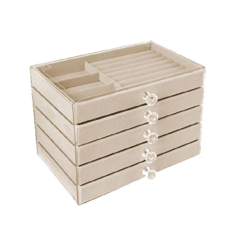 

Jewelry Display Organiser 5 Adjustable Velvets Layers PET Storage Case for Earrings Bracelets Necklaces Home Decoration Essential