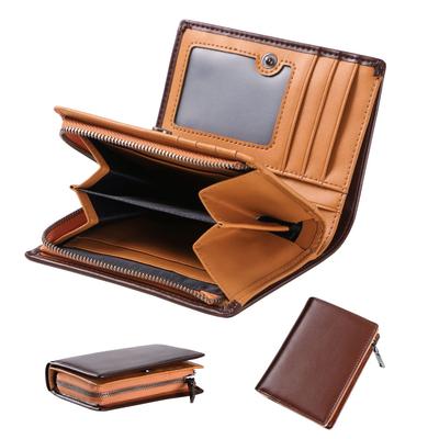 Carteira Dobrável Marca Popular Couro Genuíno Grande Capacidade Carteira Dobrável Estojo para Cartões Carteira para Moedas para Homens e Cavalheiros Presente 22088 [GSG]