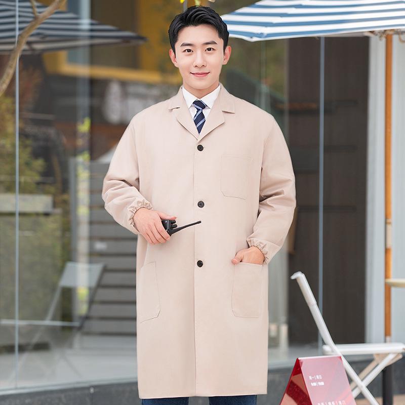 Unisex Long Blue Camouflage Dustproof Workwear Overcoat with Sleeves