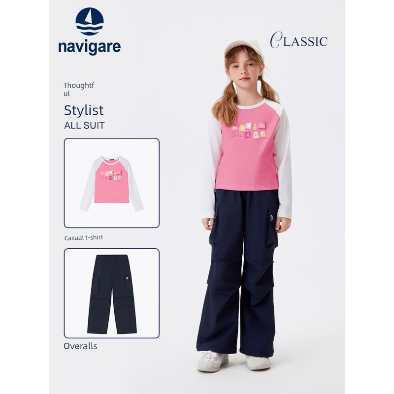 Navigare Italy Small Sailboat Children's Pants 2026 Spring and Autumn Outdoor Casual Thin Girls' Cargo Pants