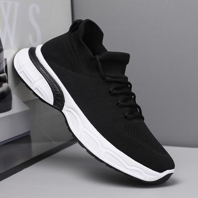 Meias integradas de alta elasticidade Sapatos casuais Respirável Confortável Cadarço Plano Sapatos esportivos masculinos