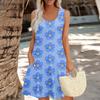 Women's Summer Floral High Waist Bohemian Dress Casual Hawaiian Flowing V Neck Holiday Dress