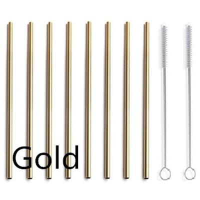 Metal Straw Reusable Drinking Straws Stainless Steel Bag Straw 8pcs Straws + 2pcs Brushs + 1pcs Bag Barware