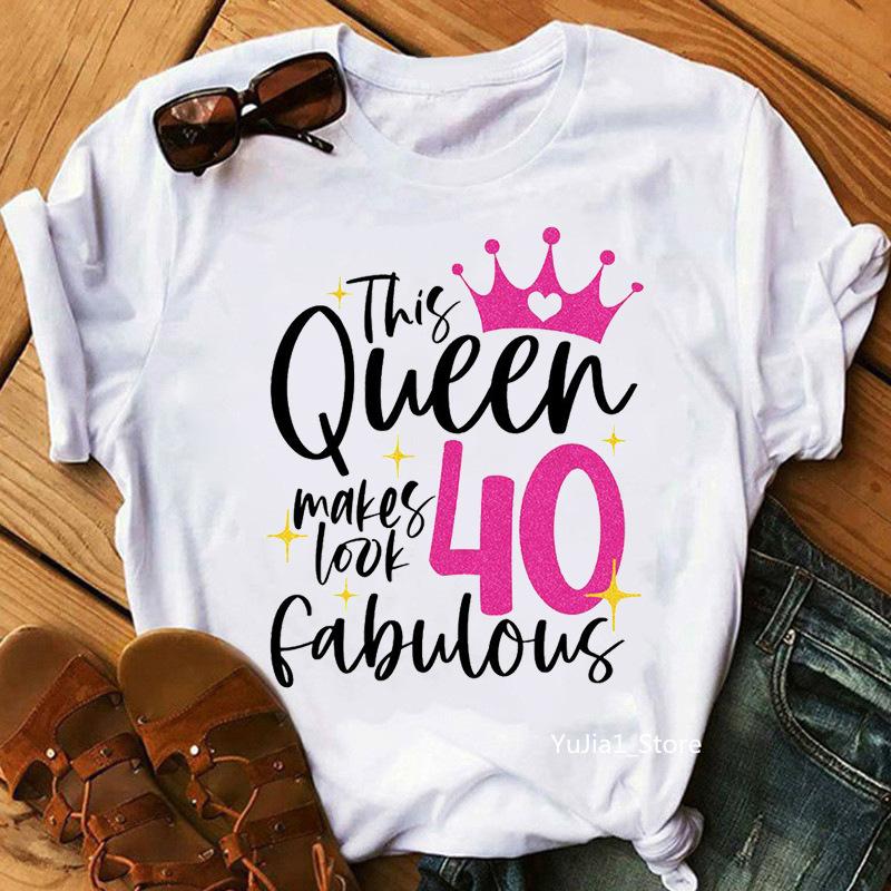 Stylish Pop Queen's Birthday Women's Printed Base Shirt Summer Fashion Top Polyester Fiber Bestseller Trendy Ladies' Outfit