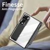 For Samsung Z Fold 8 Ultra / 7 6 5 4 3 Transparent Plating PC Hinge Protection Full Body Stand Pen Slot Case with Tempered Glass
