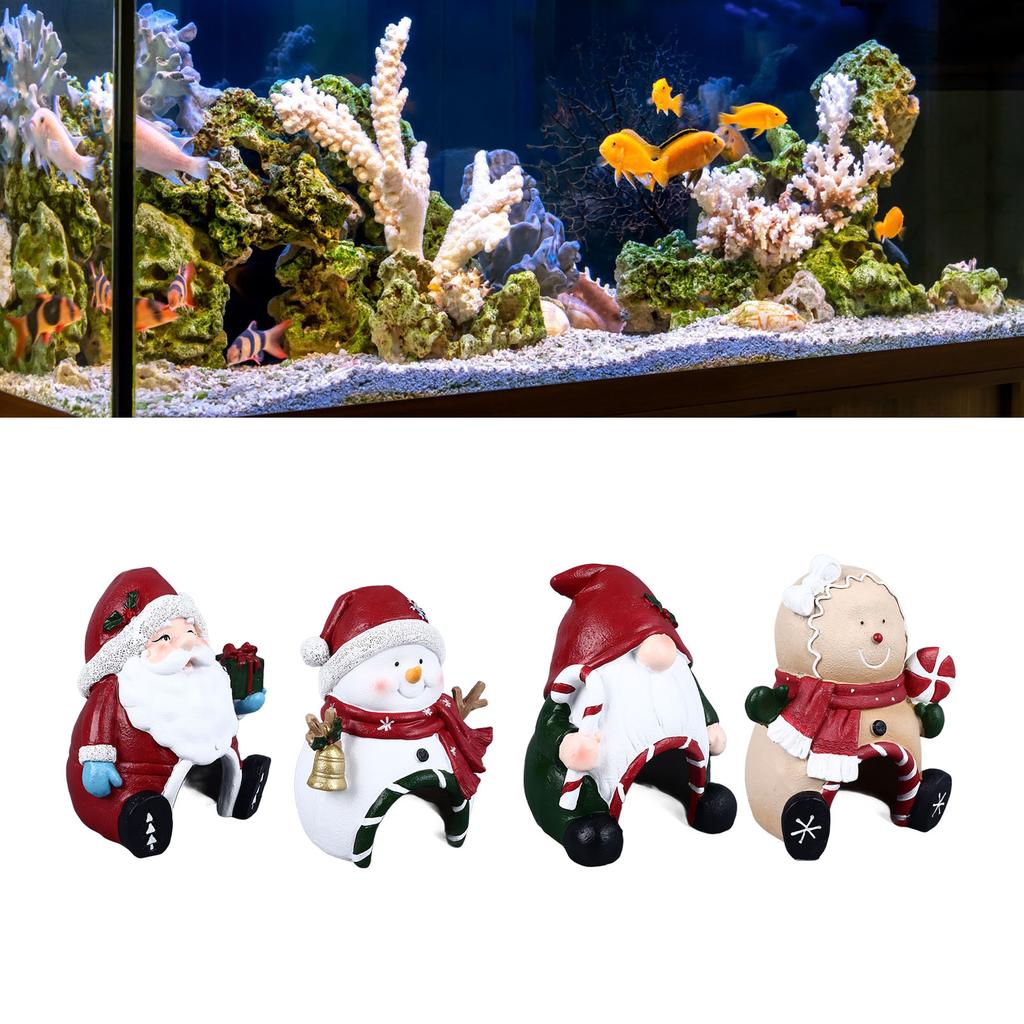 Home Christmas Aquarium Decoration Multipurpose Landscaping Resin Christmas Fish Tank Ornaments For Aquarium Office